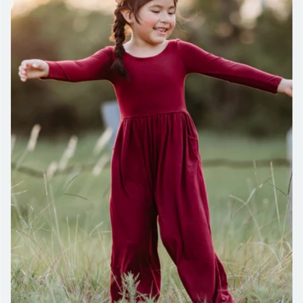 SweetHoney Burgundy Kids Jumpsuit